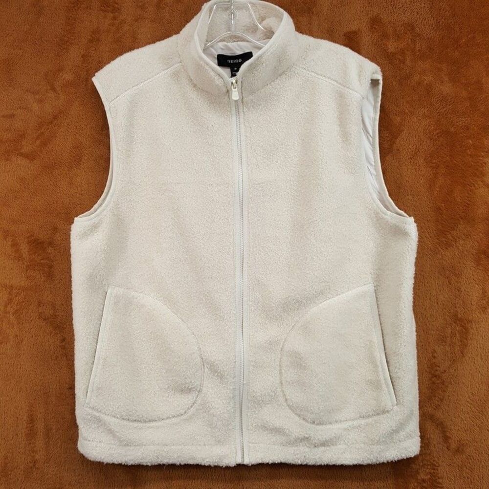 REISS Vest Mens Medium Cream Fleece Zip Up Sleeveless CAPRIANO $195